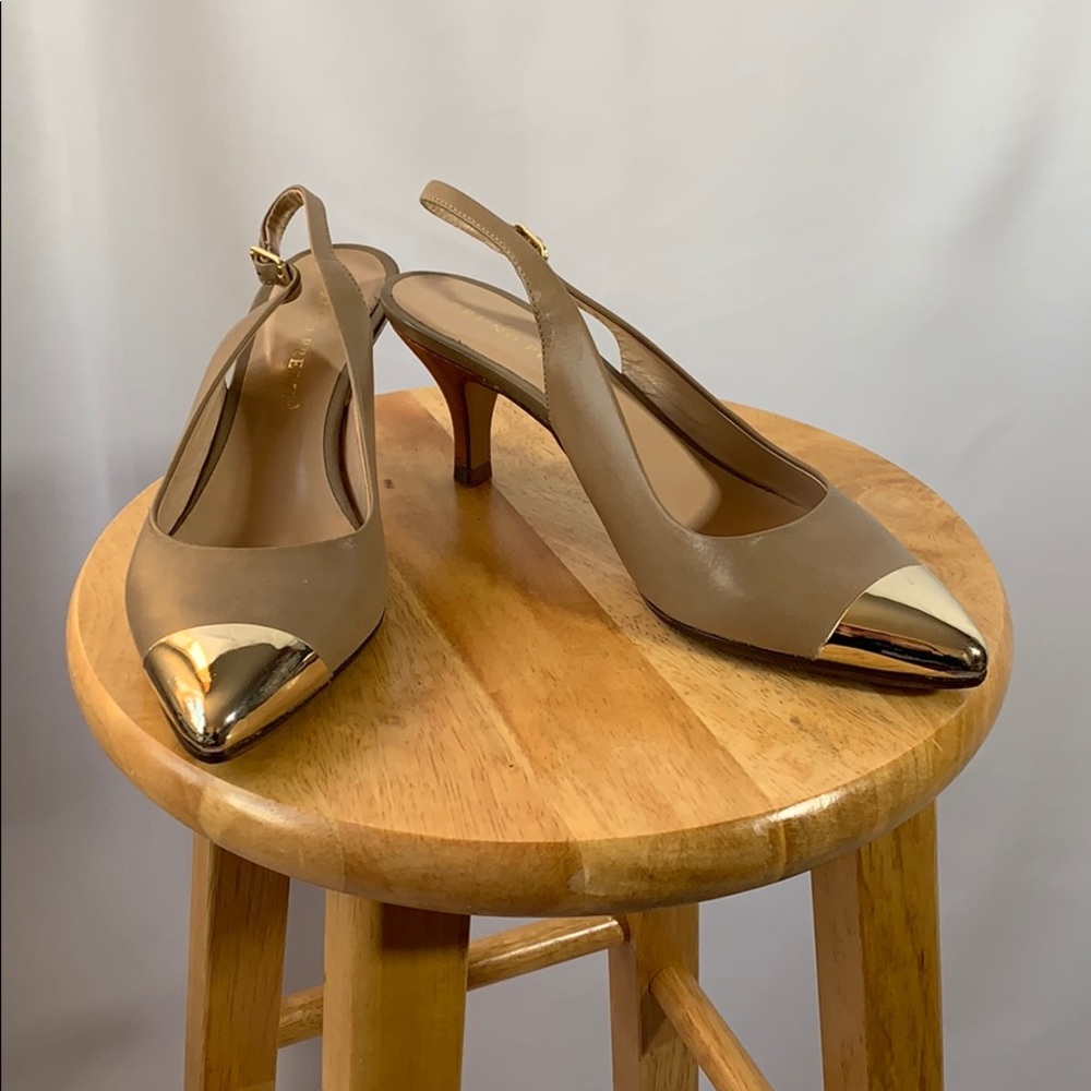 Vibram Tan Leather and Gold Heels